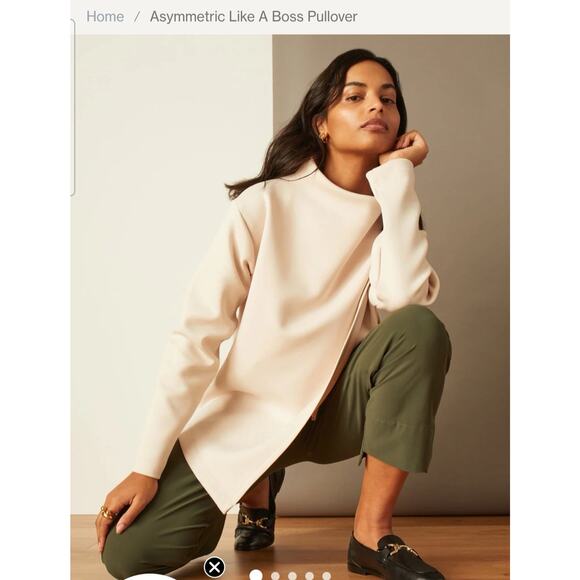 ADAY Tops - Aday Asymmetric Like a Boss Women's Pullover Shirt Mock Neck Sand Size Small EUC